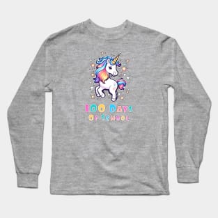 Unicorn 100 days of school design Long Sleeve T-Shirt